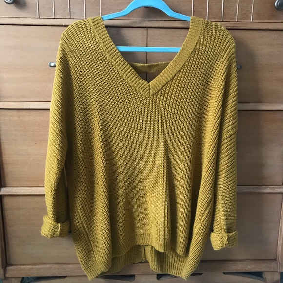 Forever 21 Sweaters - mustard yellow sweater with open back